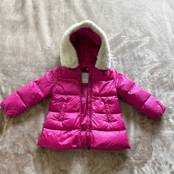 Moncler Down Hot Pink CAEN GIUBBOTTO JACKET Toddler Girl Size 3 Dry Cleaned - Picture 3 of 16